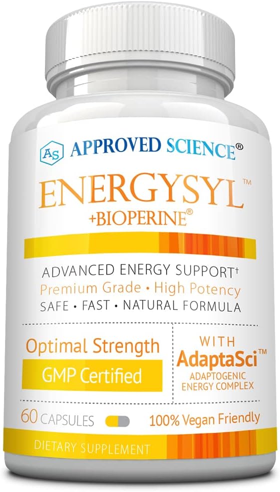 Energías de ciencia aprobada - Caffeine Free - con Adaptogens, vitaminas B y bioperina - 1 mes de suministro - 60 cápsulas - Hecho en los EE.UU.
