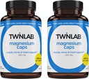 Capas de magnesio de Twinlab - Suplemento de magnesio de alta absorción para apoyar a los calambres de la pierna Alivio - cápsulas de magnesio para el alivio de estrés, 420 mg, 100 Conde, 2 Pack