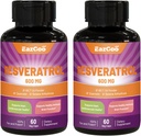 Resveratrol 600 mg, Suplemento Trans-Resveratrol, Apoyo al envejecimiento de la salud antioxidante - 120 cápsulas