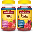 Nature Made Multivitamin Gummies Combo Pack for him & her, Tasty Men & Womens Multivitamin with Vitamin C, Vitamin D3, B Vitaminas, Zinc &amp; More, Two Multivitamin Bottles