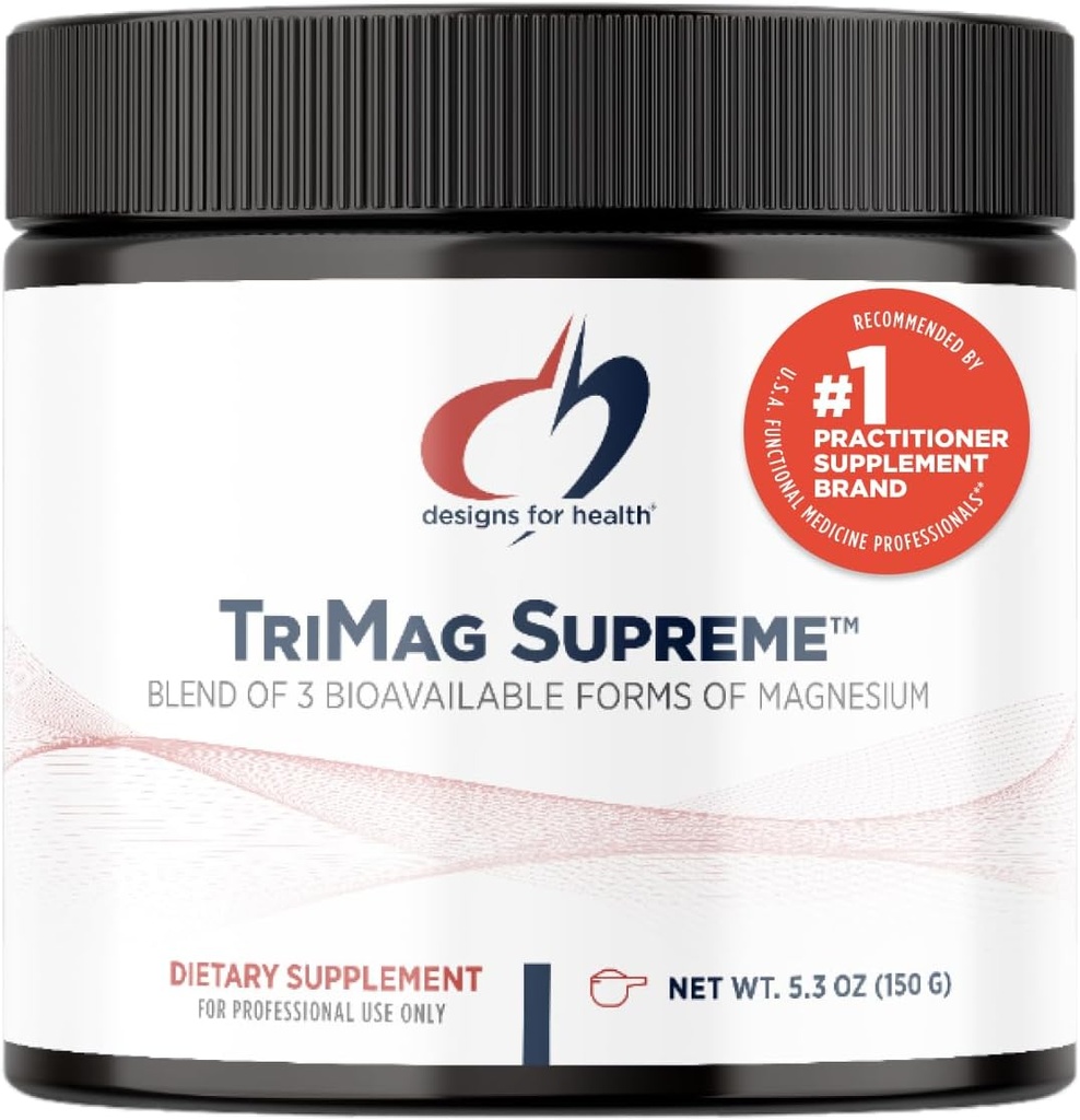 Diseños para la salud TriMag Supremo Polvo - 300 mg Triple bebida de magnesio - May Support Heart Health & Energy - Magnesium Orotate, Glycerophosphate + Bisglycinate Chelate (30 Servings / 150g)