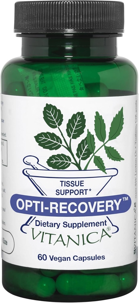 Vitanica Opti-Recovery, Pre " Post Surgery Support, Wound Care, BBL, Tummy Tuck, C Sección " Postpartum Vitamin Essentials Healing Support, Scar, Hombro, Histerectomía, Breast " Lipo, Vegan, 60 Caps