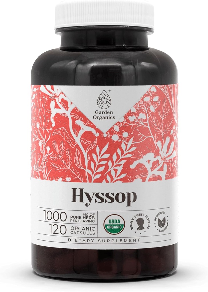 Hyssop USDA Organic 120 Capsules ← Suplemento Natural de Alta Potencia Silencio Certified Organic Vegetarian Capsules and Organic Hyssop (Hyssopus officinalis) Dried Herb (120 cápsulas)