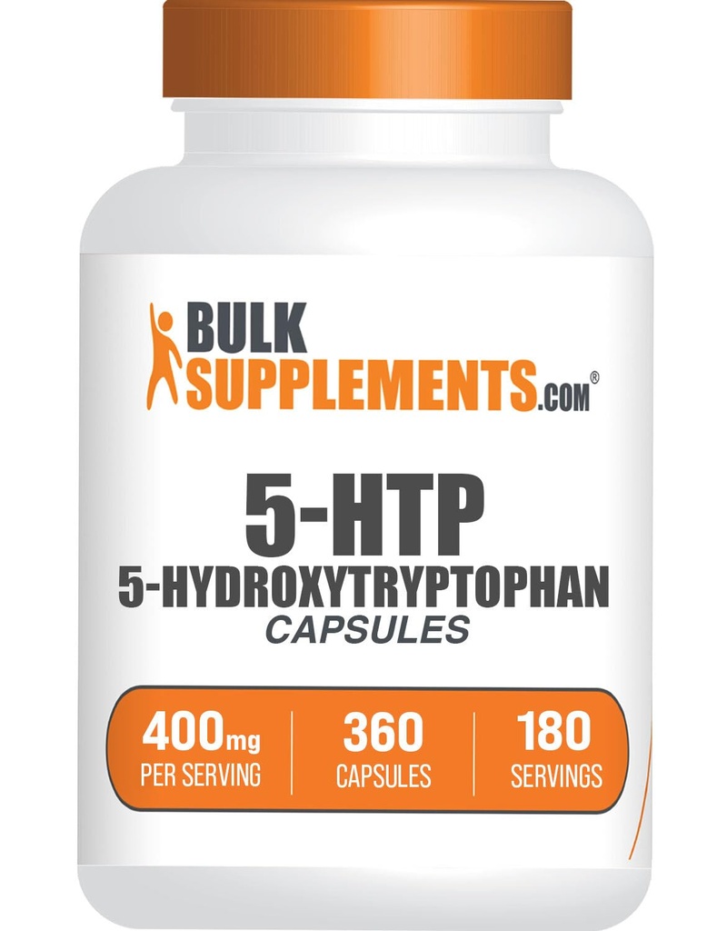 BulkSupplements.com 5-HTP Capsules - 5-Hydroxytryptophan, 5 HTP Suplemento - 5-HTP 400mg, para el bienestar general - Gluten Free, 2 cápsulas por servicio, 360 Conde (Pack of 1)