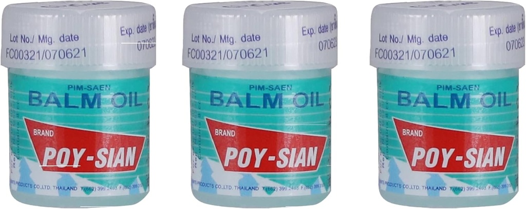 POY-SIAN Thai Pim-Saen Cotton Nasal Inhaler 8 ml (Pack of 3)