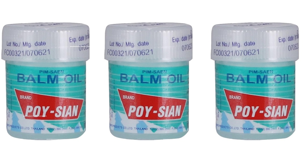 POY-SIAN Thai Pim-Saen Cotton Nasal Inhaler 8 ml (Pack of 3)
