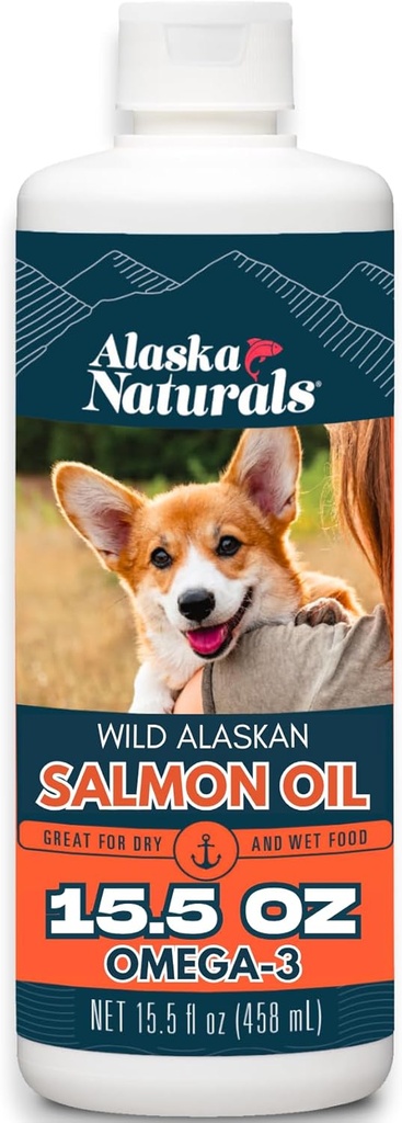 Alaska Naturals Wild Alaskan Salmon Fish Oil Suplemento para perros Skin and Coat with EPA DHA Omega 3 Fatty Acids Liquid Food Topper 15.5 oz. Bomba
