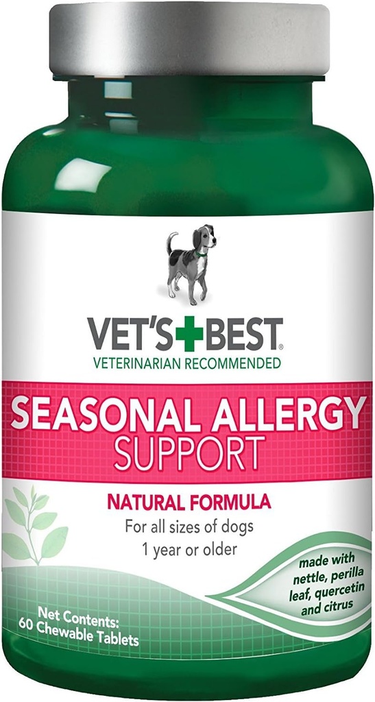Las mejores cerdas de alergia al perro de Vet, mandíbulas de alergia estacional para perros, mandíbulas de alivio de la piel picante del perro, anti Itch for Dogs, 60 tabletas chewable
