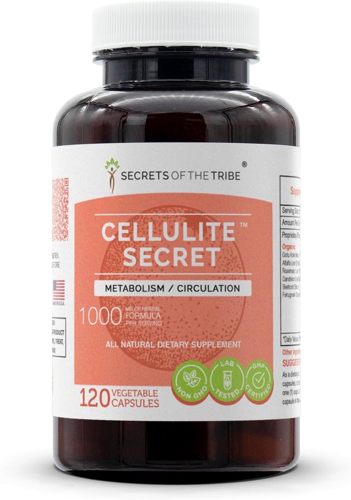 Celulitis Secreto 120 cápsulas, 1000 mg, Gotu Kola, Alfalfa, Rosemary, Dandelion, Beet Root, Fenugreek Metabolism/Circulation (120 cápsulas)