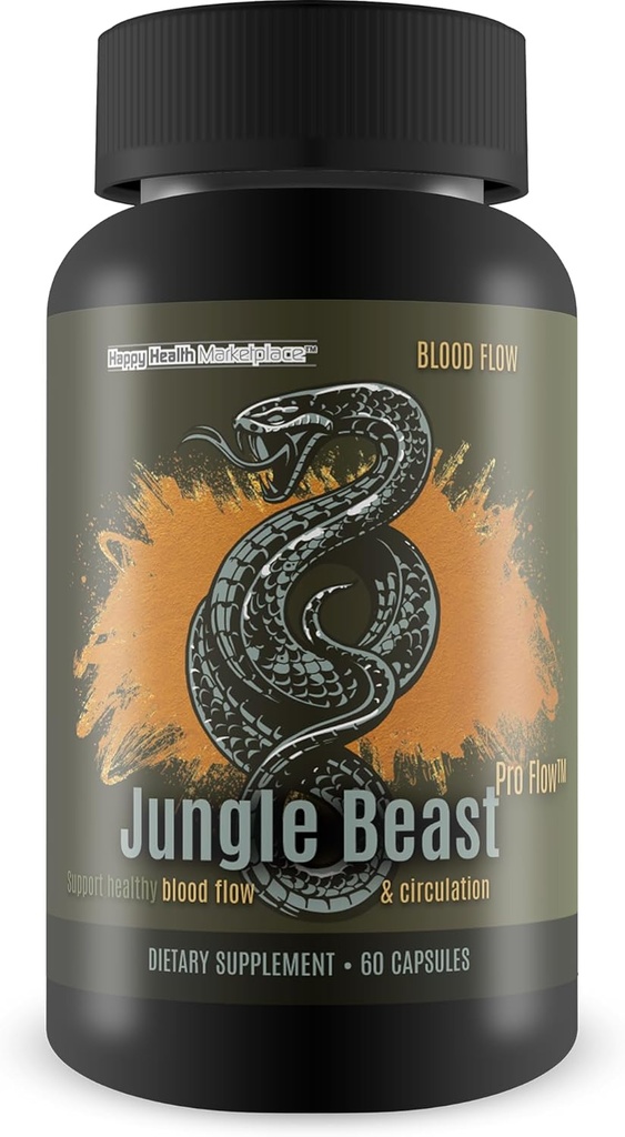Jungle Beast Pro Flow - Our Best Blood Flow Jungle Beast Pro Supplement for Healthy Circulation - Healthy Circulation Support for Enhanced Nutrient Delivery - Blood Circulation Supplements Bloodflow