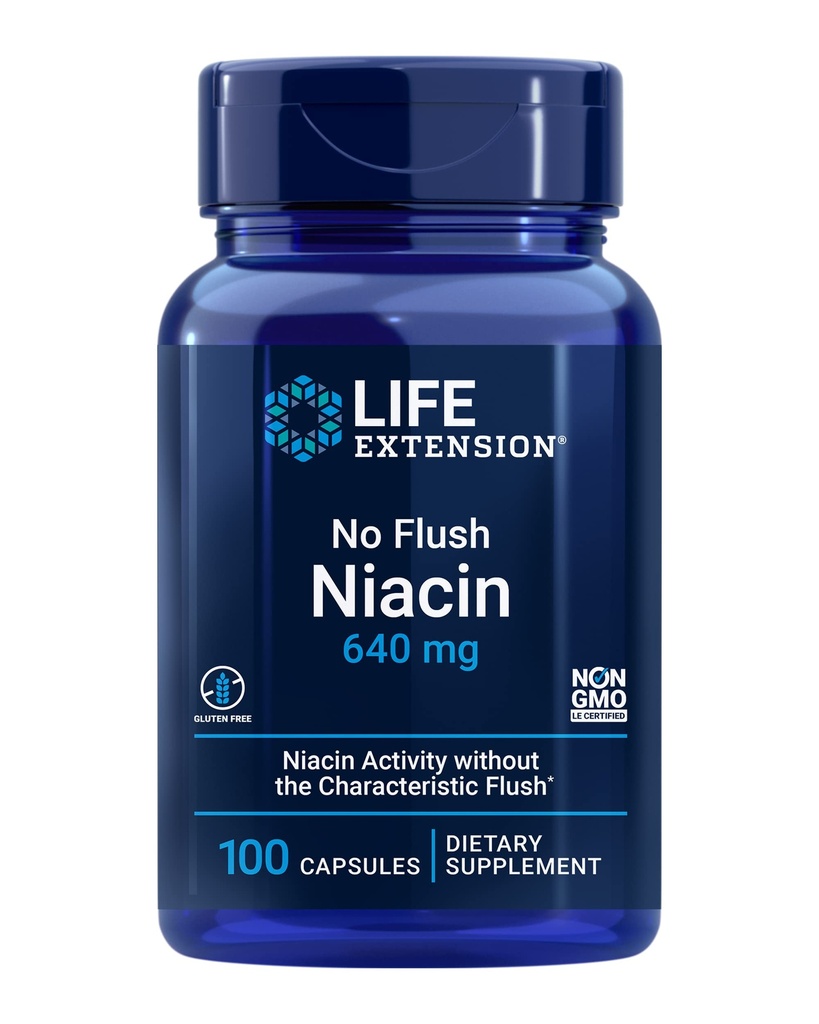 Life Extension No Flush Niacin, B3 Vitamin, 100 Capsules