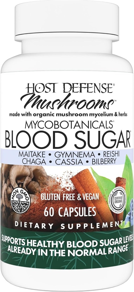 Host Defense MycoBotanicals Capsules - Suplemento Herbal con Chaga, Reishi & Maitake Mushroom - Suplemento de Micelium de Mushroom para Equilibrio Saludable - 60 cápsulas (30 servidos)*