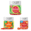 OLLY Metabolism Gummy Rings, Apple Cider Vinegar, Vitamin B12, Chromium, Energy and Digestive Health, Chewable Supplement, Apple Flavor - 30 Count and OLLY Hello Happy Gummy Worms, Mood Balance Support, Vitamin D, Saffron, Adult Chewable Supplement, Tropical Zing - 60 Count