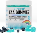 EAA Gummies 120 Gummies (Blue Raspberry), Aminoácidos Esenciales - Todos los 9 Aminos Esenciales (EAA) y todos los Aminos Sustitutivos (BCAAs), No GMO, Gluten Free, Vegetarian Friendly