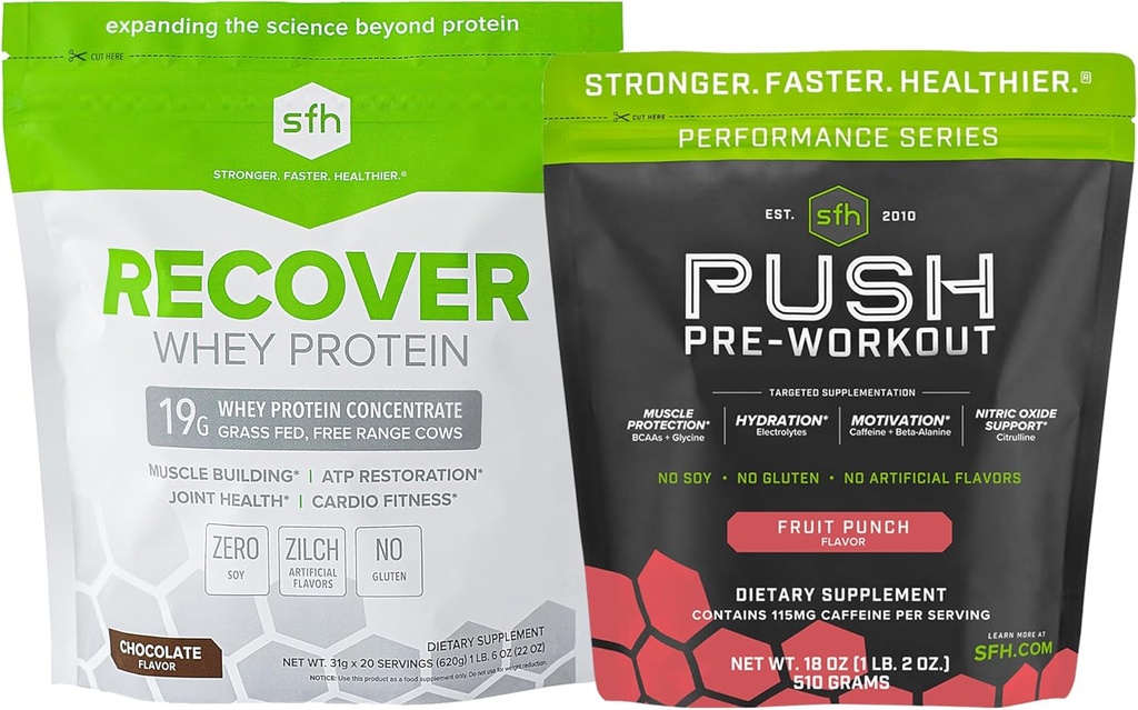 SFH Pre y Post Workout Bundle ¦ Push Fruit Punch Bag + Recover Chocolate Bag