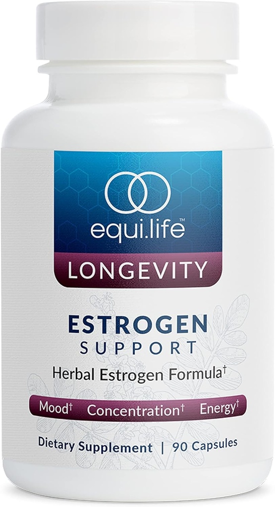 Equilife Estrogen Support, Herbal Blend Womens Supplement with Black Cohosh, Red Clover, and Gotu Kola for General Wellness, Plant Based Formula for Daily Support, Gluten Free, Non GMO, 90 Capsules