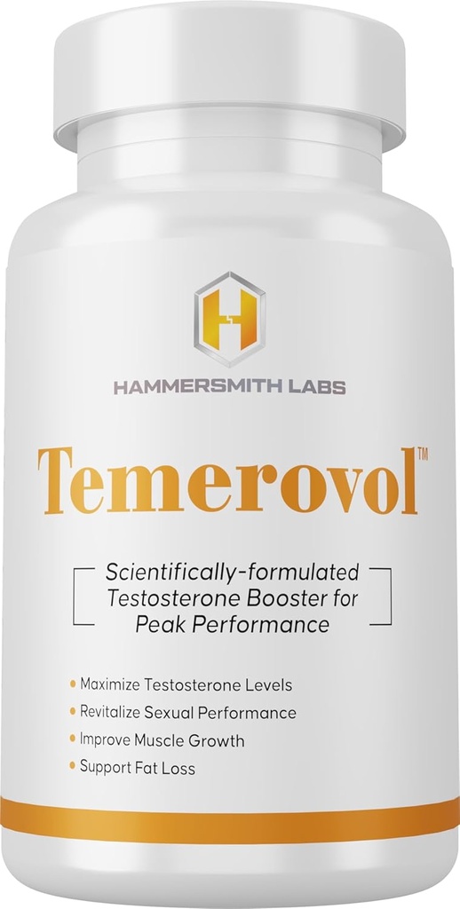 Temerovol - Suplemento Hombre - Enhances Energy, Strength & Libido - Lean Muscle Builder, 60 cápsulas - 1 botella