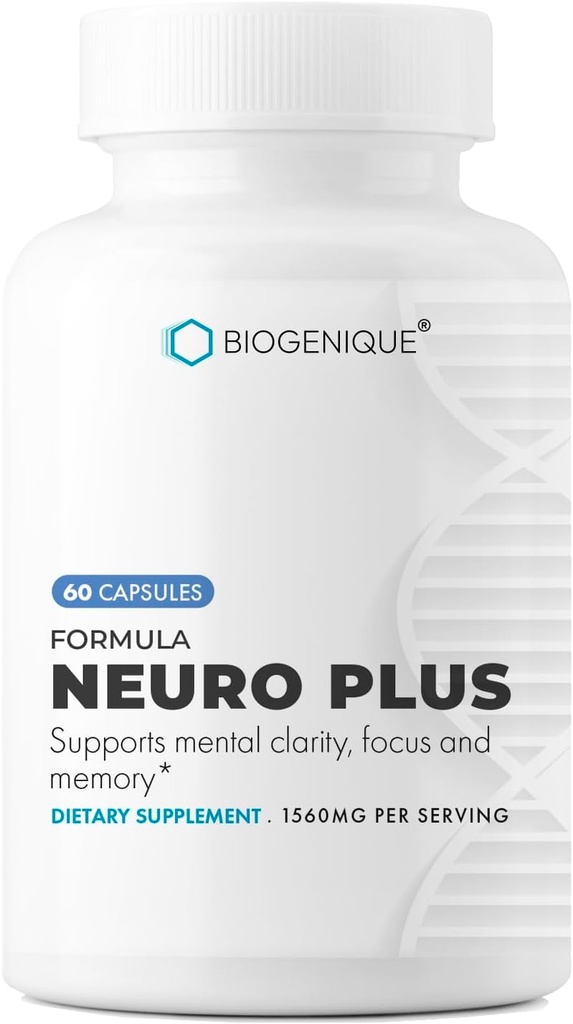 Neuro Plus Fórmula, Boosting de Cerebro &amp; Folleto de Vitamina - Mejorar la memoria, Focus & Mental Clarity 60 cápsulas - Made in USA - Non-GMO, Gluten Free