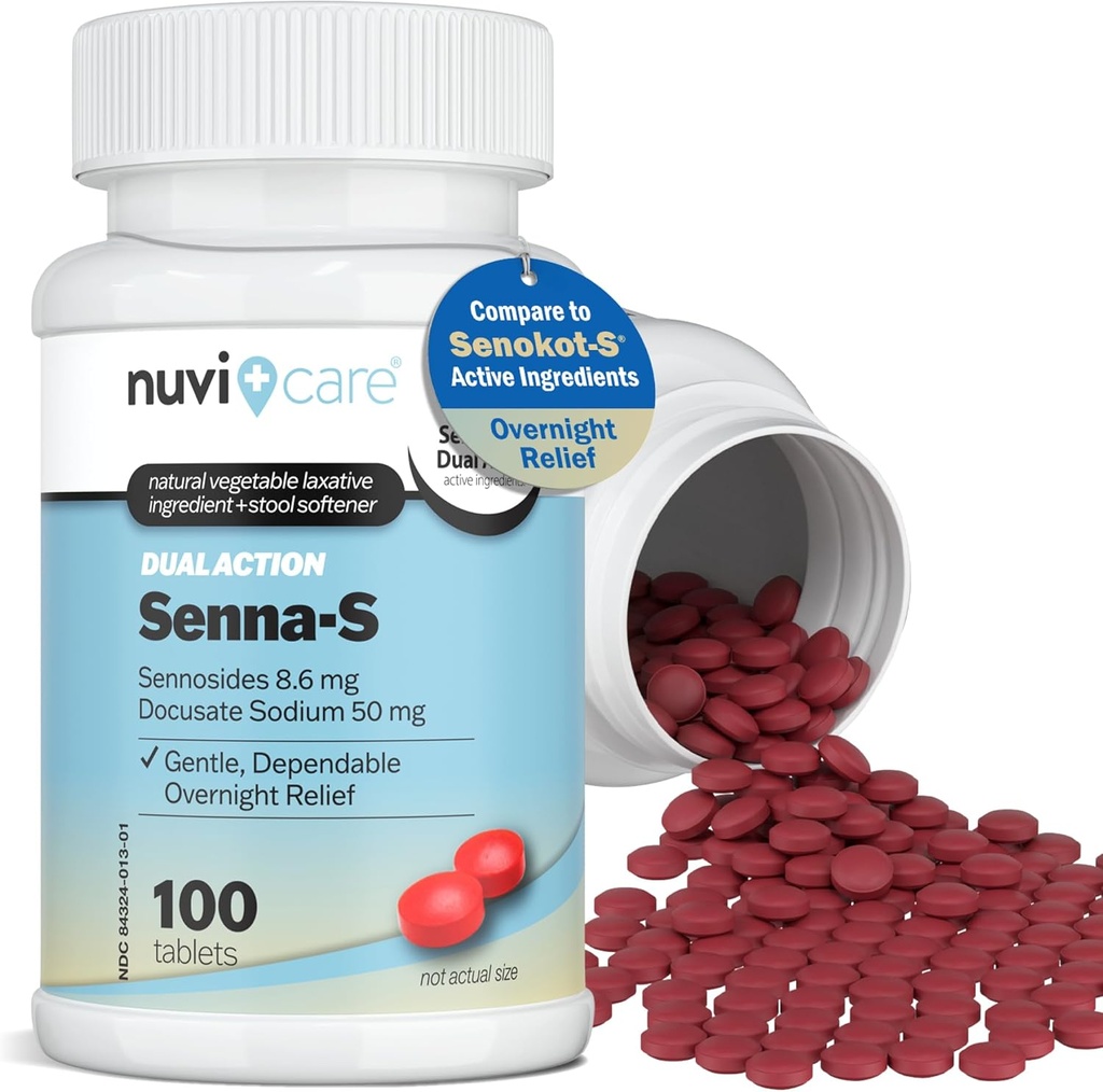 Senna Plus Laxative Stool Softener - Docusate Sodium (50mg) Stool Softener with Stimulant Laxative Sennosides (8.6mg) - Compara con Senokot-S for Occasional Constipation Relief* (100 Tablets)