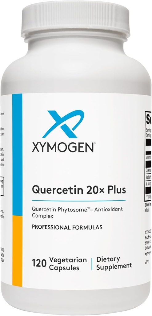 XYMOGEN Quercetin 20× Plus - Suplementos de Quercetina - Complejo con Vitamina C, N-Acetyl-L-Cysteine &amp; Nettles - Formulado para soporte respiratorio - Vegan &amp; Gluten-Free (120 cápsulas)