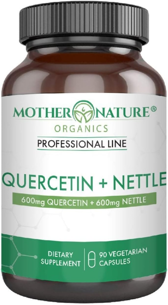 Quercetina 600mg " Nettle 600mg - Natural Flavonoids Suplemento para Irritants estacionales, Respuesta inmune, envejecimiento saludable y longevidad - No Drowsy, No GMO, Vegan - (90 cápsulas)