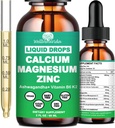 Calcio Magnesio Zinc Liquid Drops with Vitamin D3 K2, High Potency Calcium Magnesium Supplement w/Magnesium Complex, Zinc, Theanine丨Gluten Free for Immune, Bone,Muscle, Mood & Sleep Support