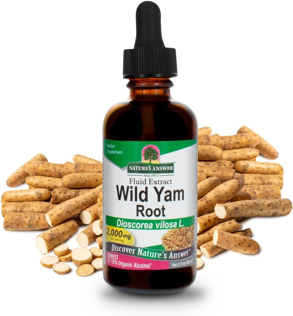 Respuesta de NAture Wild Yam ← Promueve la salud general " Well-Being  Hecho con alcohol orgánico bajo Silencio Gluten-Free, Non-GMO " Kosher Certified 2oz