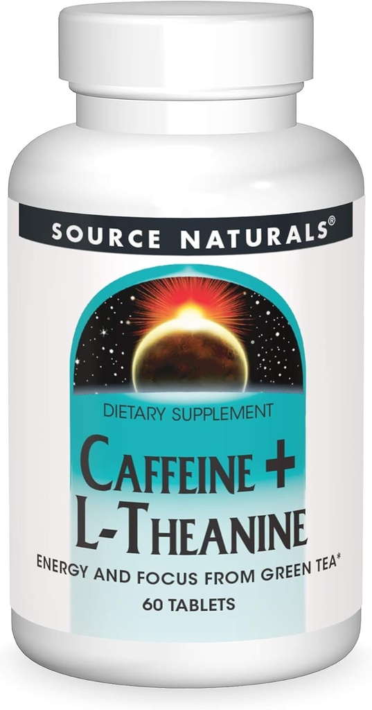 Fuente Naturals Caffeine + L-Theanine, Energy and Focus Support from Green Tea* - 60 Tablets