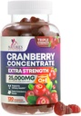 Cranberry Gummies 50:1 Cranberry Extract - Urinary Tract Support Made with 25,000mg, Helps Cleanse &amp; Protect, Cran Berry Gummy Suplemento + Vitamina C, Chewable Cran Pills for Women - 120 Gummies