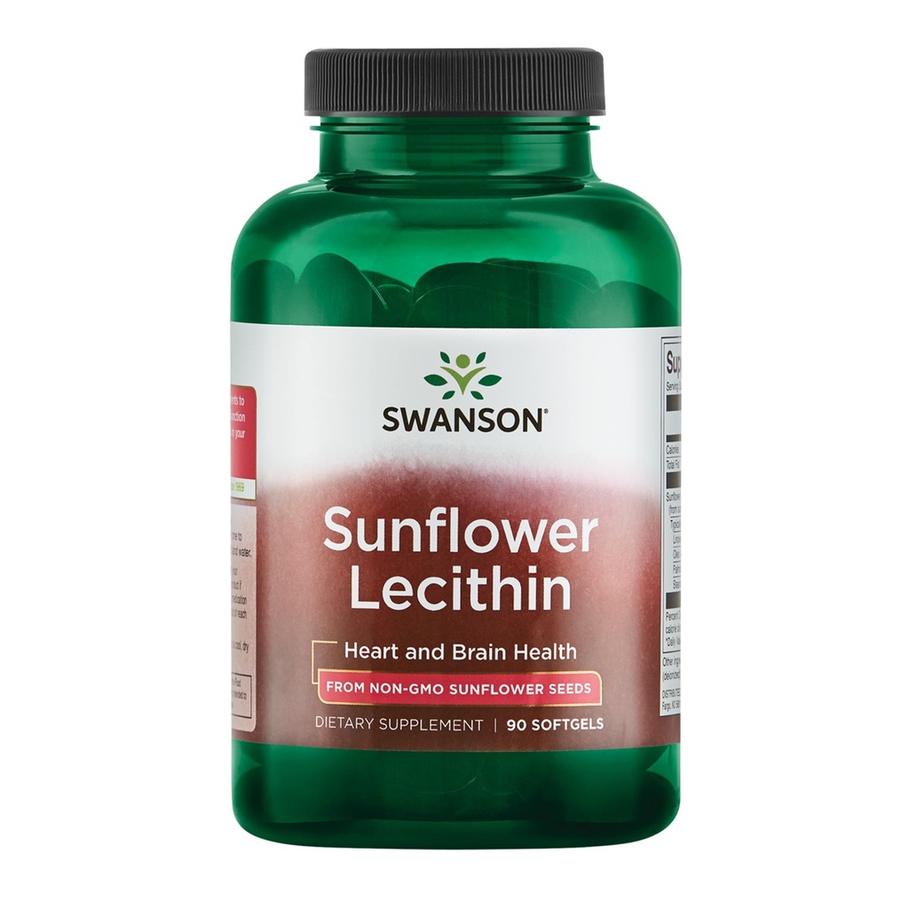 Swanson Sunflower Lecithin - Herbal Supplement Promoting Healthy Brain Function - Natural Formula Supporting Heart Health & Healthy Lipid Balance - (90 Softgels, 1200mg Each)