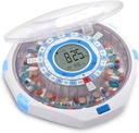LiveFine WiFi Automatic Pill Dispenser and Remote Medication Monitoring System with Locking Key, 28-Day Medication Organizer Up To 9 Doses Per, Adjustable Light/Sound Alarms For Prescriptions & Vitami