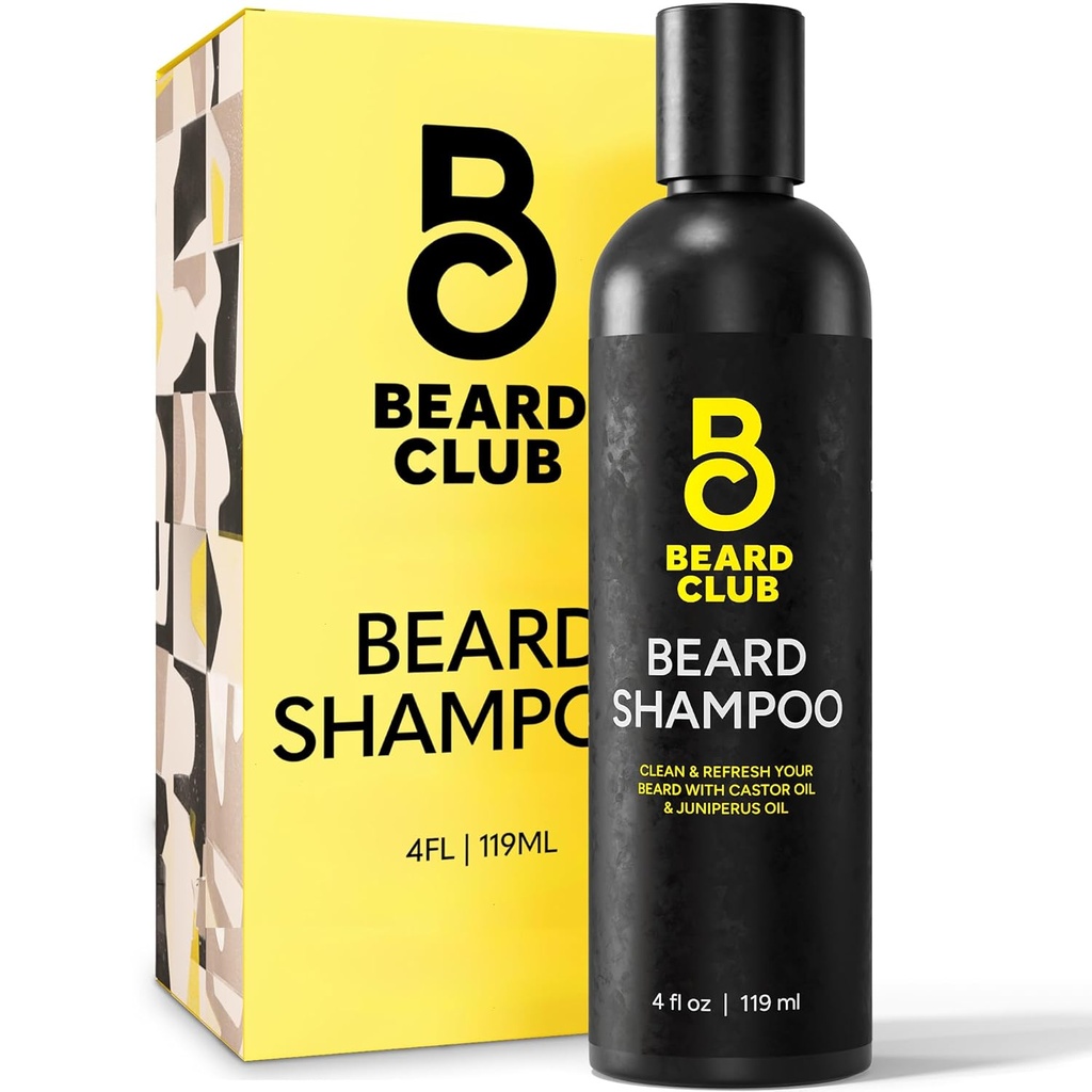 The Beard Club Original Premium Beard Shampoo - Natural &amp; Nourishing Formula for Soft, Clean &amp; Healthy Facial Hair - Gentle on Skin - Sulfate &amp; Paraben Free - 4 fl oz