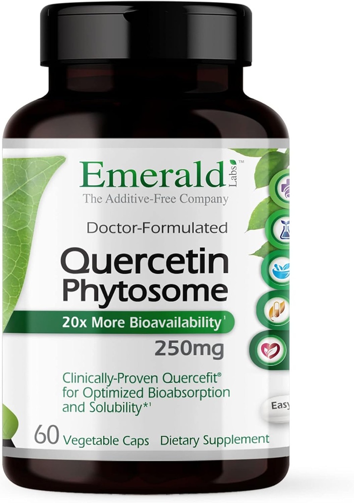 EMERALD LABS Quercetin Phytosome - Quercetin Complex for Immune Support - Vegan &amp; Gluten-Free - 60 cápsulas vegetales