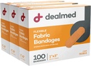 Bandas adhesivas de tejido flexible con estribillo concesionado – 1x3 Inch – 100/Box - 3 Cajas - Breathable First Aid Strip Pack - Soft Stretch Wound Patch For Medical, Emergency Kits & Clinic