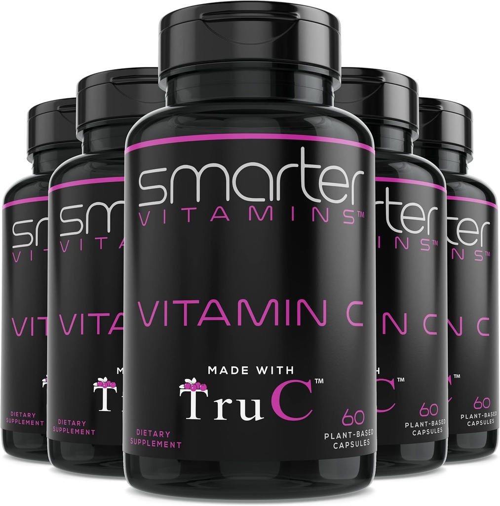 (5 Pack) Raw Whole Food Vitamina C de Berries, Antioxidantes Premium, Bioflavonoids & Polyphenols, 300 cápsulas Vegan