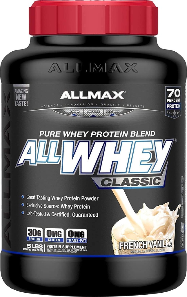 ALLMAX Nutrition AllWhey Classic Whey Protein, Vainilla, 5 libras