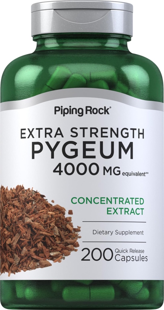 Piping Rock Pygeum Supplement | 200 Capsules | Extra Strength | for Men and Women | Pygeum Africanum Bark Extract | Non-GMO, Gluten Free