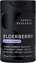 Sports Research Black Elderberry with Zinc, Vitamina C, & Vitamina D, Immune Support Suplemento para adultos, 60 cápsulas