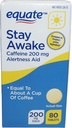 Equate - Stay Awake - Alertness Aid with Caffeine TEN Maximum Strength Silencio Reduce la fatiga - 80 Tablets 200 Mg (Pack of 2) (2)