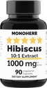 MONOHERB Hibiscus Extracto 1000 mg - 90 cápsulas vegetarianas