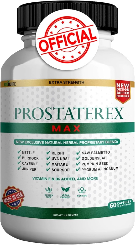 ProstateRex Max Extra Strength Prostate Health Support Supplement, Saw Palmetto, Vegan, Non-GMO, Gluten-Free – 60 cápsulas (1)