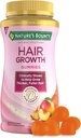 Gafas de Crecimiento de Peluquería de la Naturaleza para apoyar a los ladrones, pelo más completo con biotina, silicona " Arginina, Peach Mango Flavor – Gluten Free, Contiene No Lactose, Sodium o Fish, 60 Cuenta/30 Serviciones