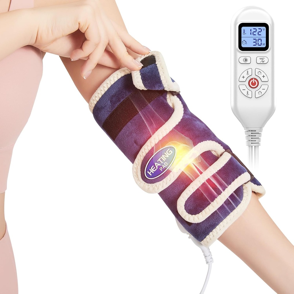 Aoboco AOBOCO Elbow Heating Pad for Pain Relief - Electric Elbow Wrap for Tendonitis Tennis Elbow & Arthritis - Auto Shut Off & 86℉-158℉ Adjustable Tennis Elbow Brace Men and Women, Navy Blue
