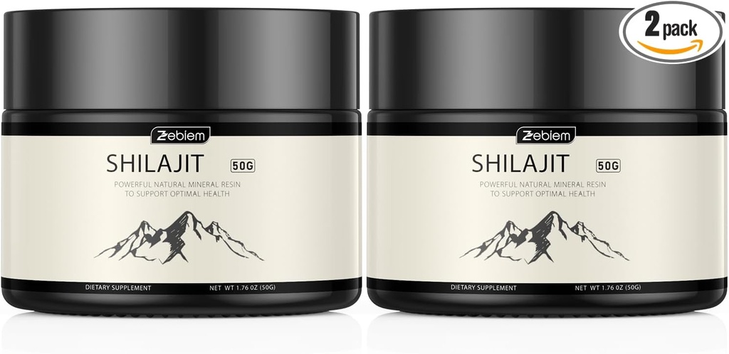 Shilajit Himalayan Organic Shilajit Rein Supplyment with Organic Ayurvedic Blend in High Potency for Energy, Strength Boost simultáneamenteImmune Support for Men and Women(50 Grams,2 Pack)