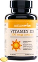 NatureWise Vitamina D3 4000iu (100 mcg) Suministro de 200 días para soporte inmunitario, función muscular saludable y salud ósea - no GMO, sin gluten en aceite de oliva virgen extra orgánico, (Mini Softgel), 200 Conde