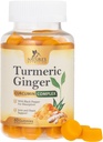 Turmeric Curcumin Supplement Gummies - 95% Curcuminoids with Turmeric & Ginger, Black Pepper for Best Absorption, Nature's Vegan Joint Support, Non-GMO, Gluten Free, Tasty Peach Flavor - 60 Gummies
