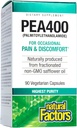 Factores naturales PEA400 - Pura Palmitoylethanolamida para Alivio - Apoya el Sistema Nervous " Occasional Discomfort - Non-GMO - 90 cápsulas (90 piezas)