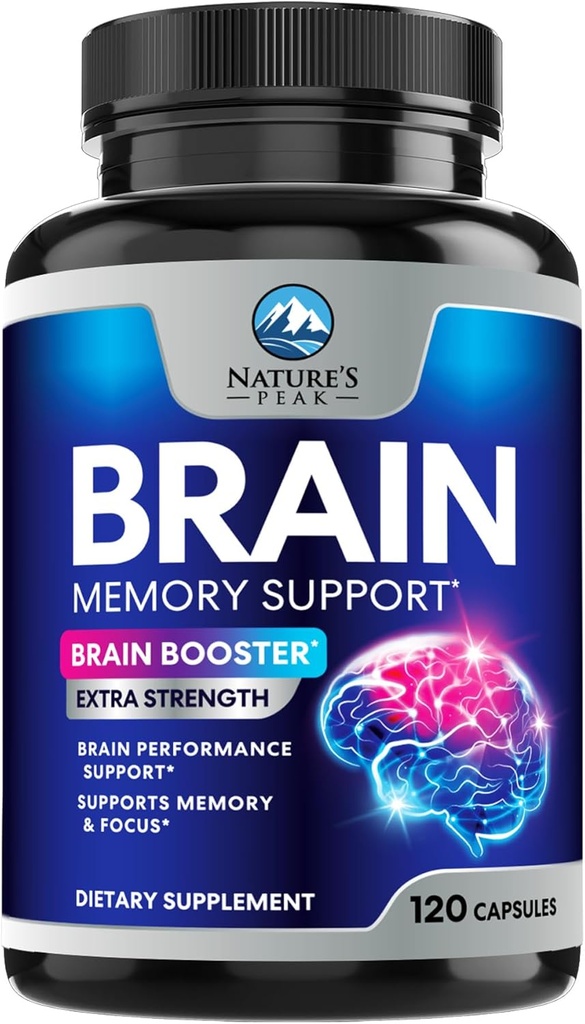 Suplemento de memoria del cerebro - 3X Nootropics Strength para Concentration, Clarity & Focus Support - Vitaminas cognitivas de salud del cerebro con Bacopa, Phosphatidylserine " DMAE, Pills de mantequilla, 120 cápsulas