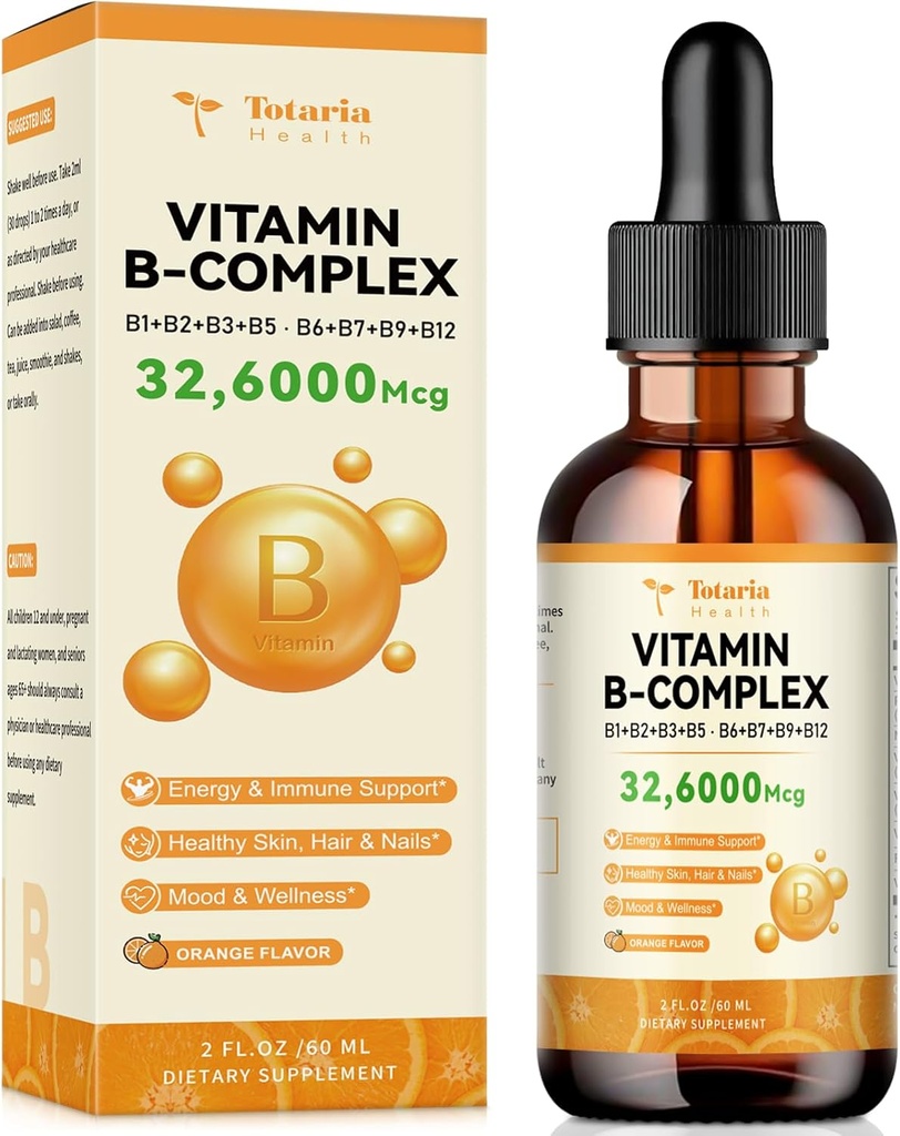 Complejo de vitamina B líquido con vitamina B1, B2, B3, B5, B7, B9, B12-2 Fl. Oz.