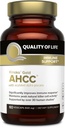 Calidad de vida Premium Kinoko Gold AHCC Suplemento, 500 mg por cápsula, soporta la salud inmunitaria, función del hígado, mantiene la actividad celular del asesino natural " mejora la producción de citoquinas, 60 cápsulas de veg
